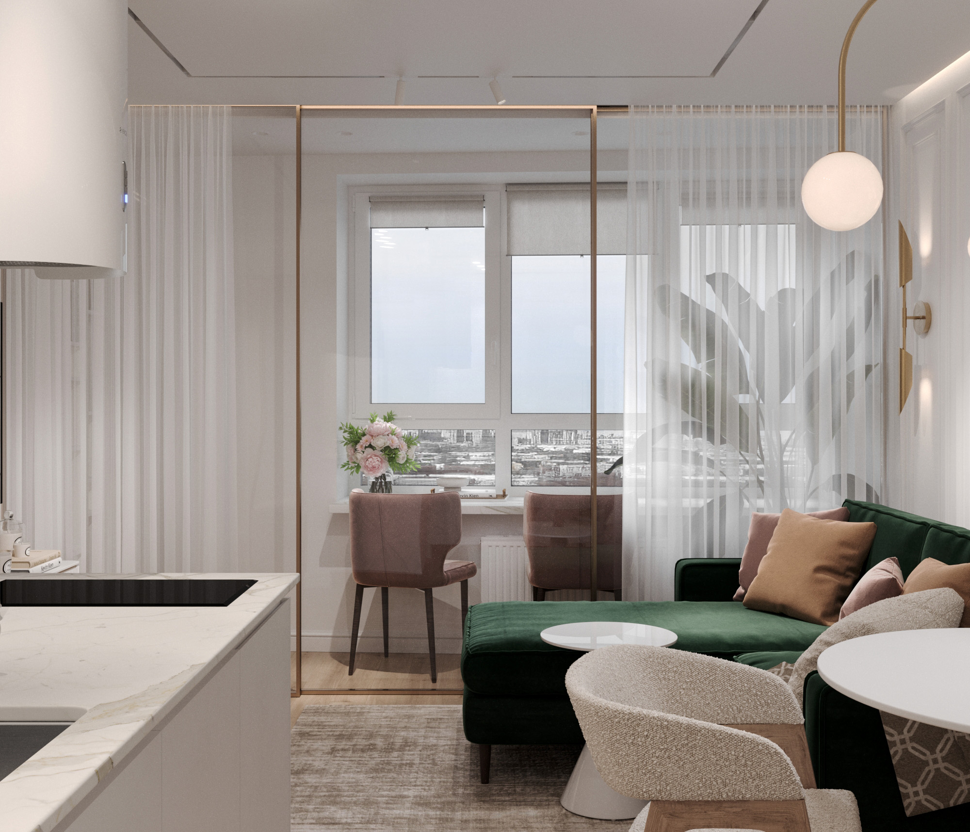 1к квартира в ЖК Андерсен Парк 36м2 — Кухня-гостиная