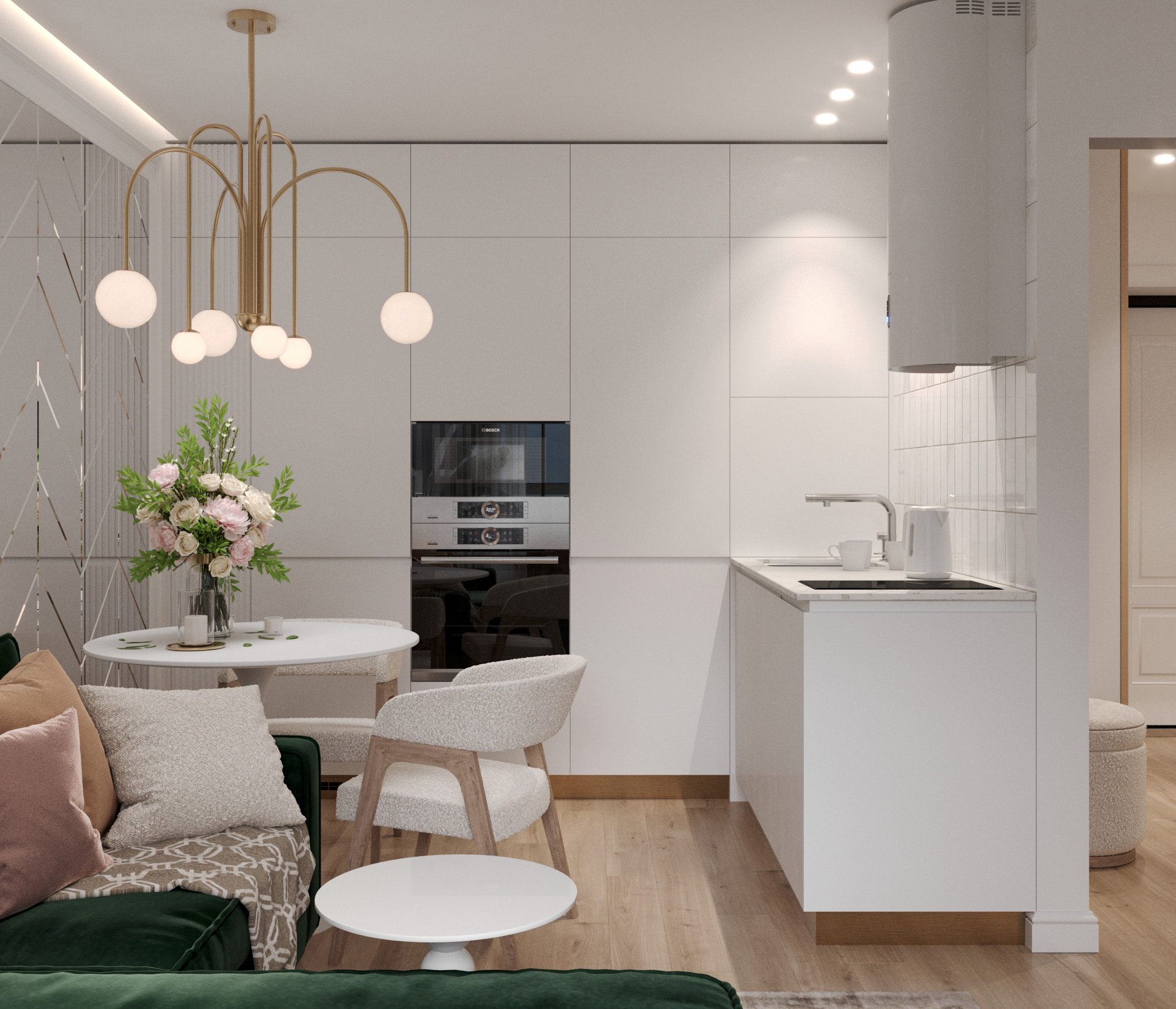 1к квартира в ЖК Андерсен Парк 36м2 — Кухня-гостиная