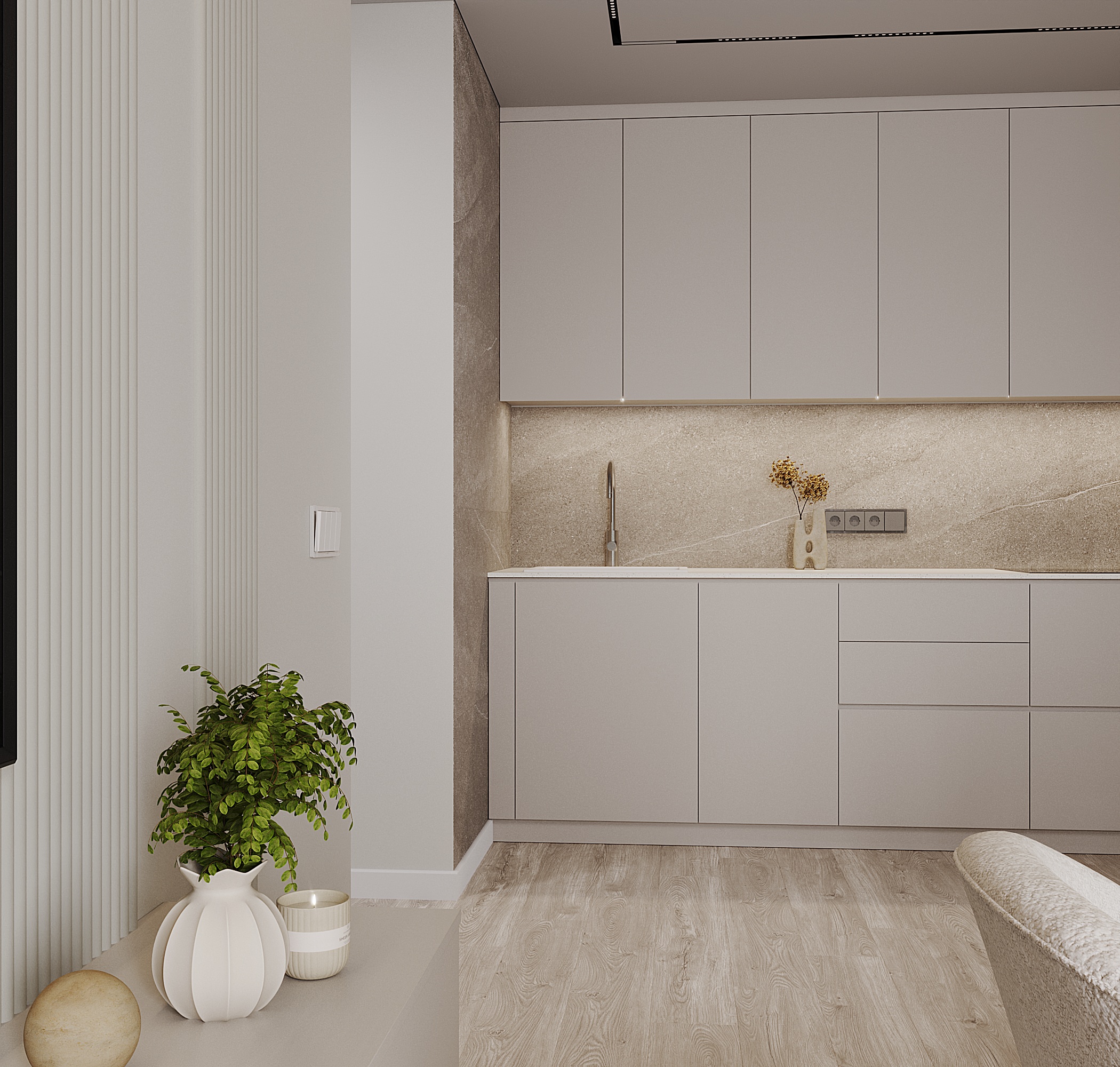 3к квартира в ЖК Домашний 86м2 — Кухня-гостиная