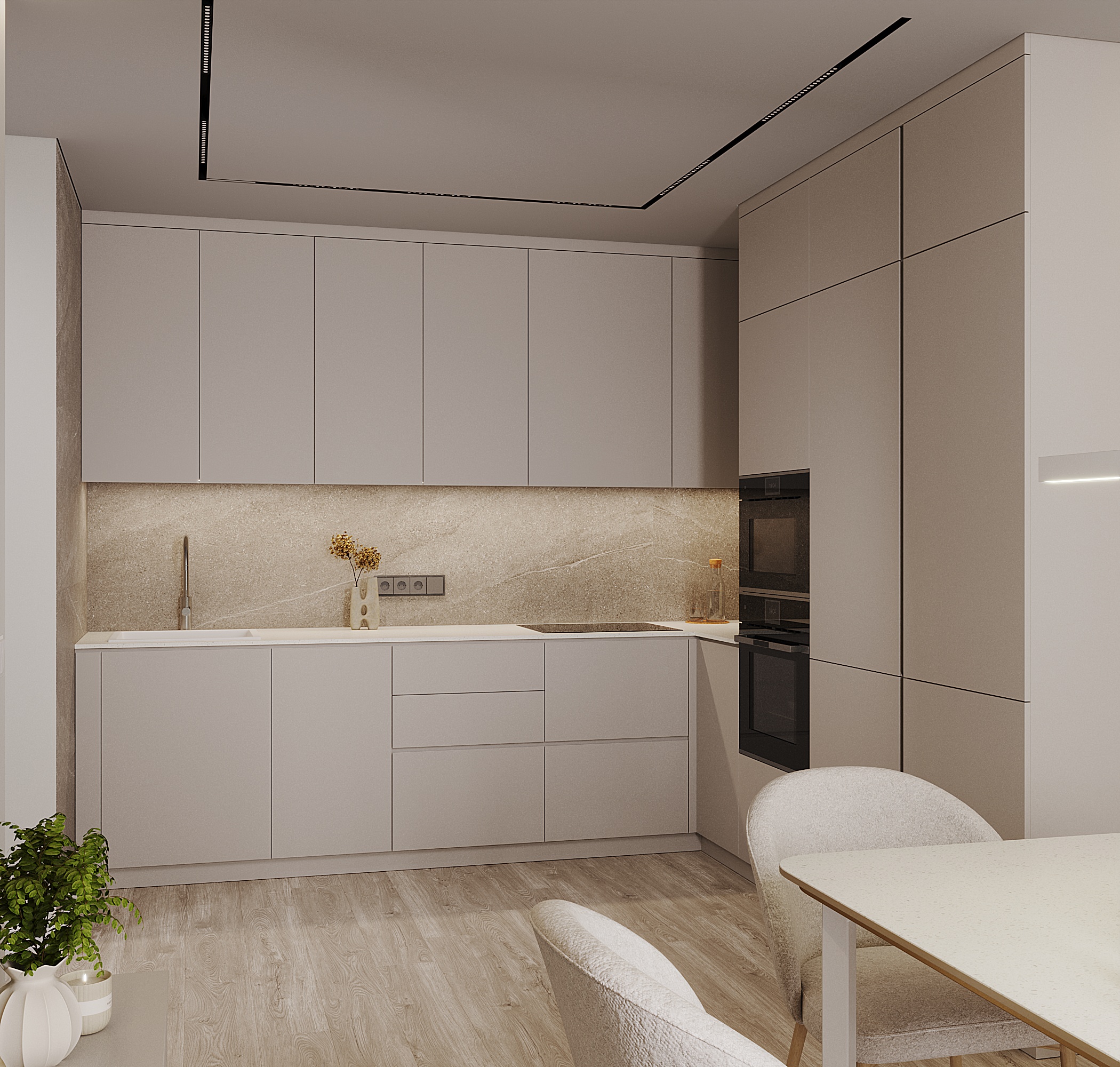 3к квартира в ЖК Домашний 86м2 — Кухня-гостиная