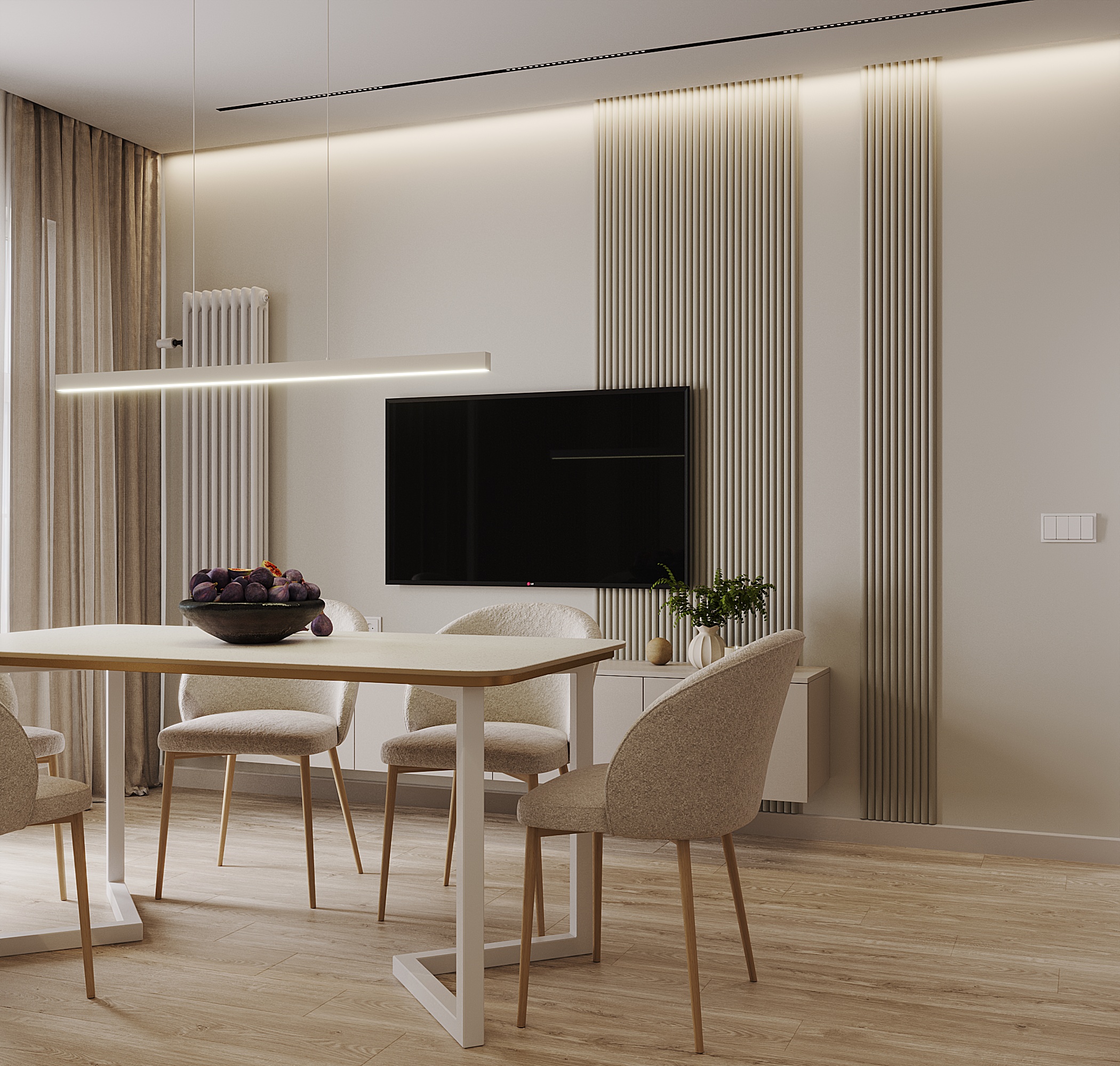 3к квартира в ЖК Домашний 86м2 — Кухня-гостиная