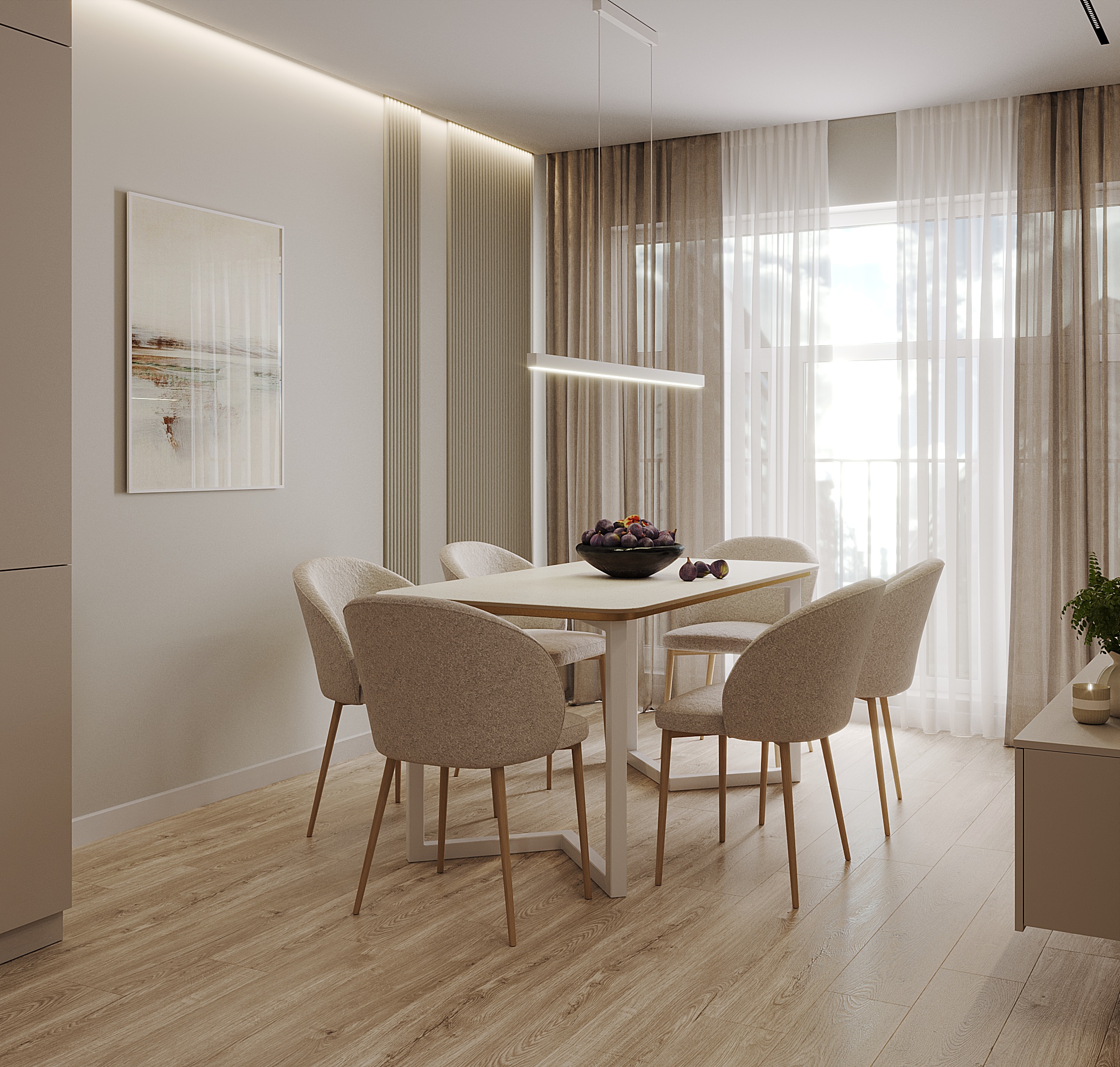 3к квартира в ЖК Домашний 86м2 — Кухня-гостиная