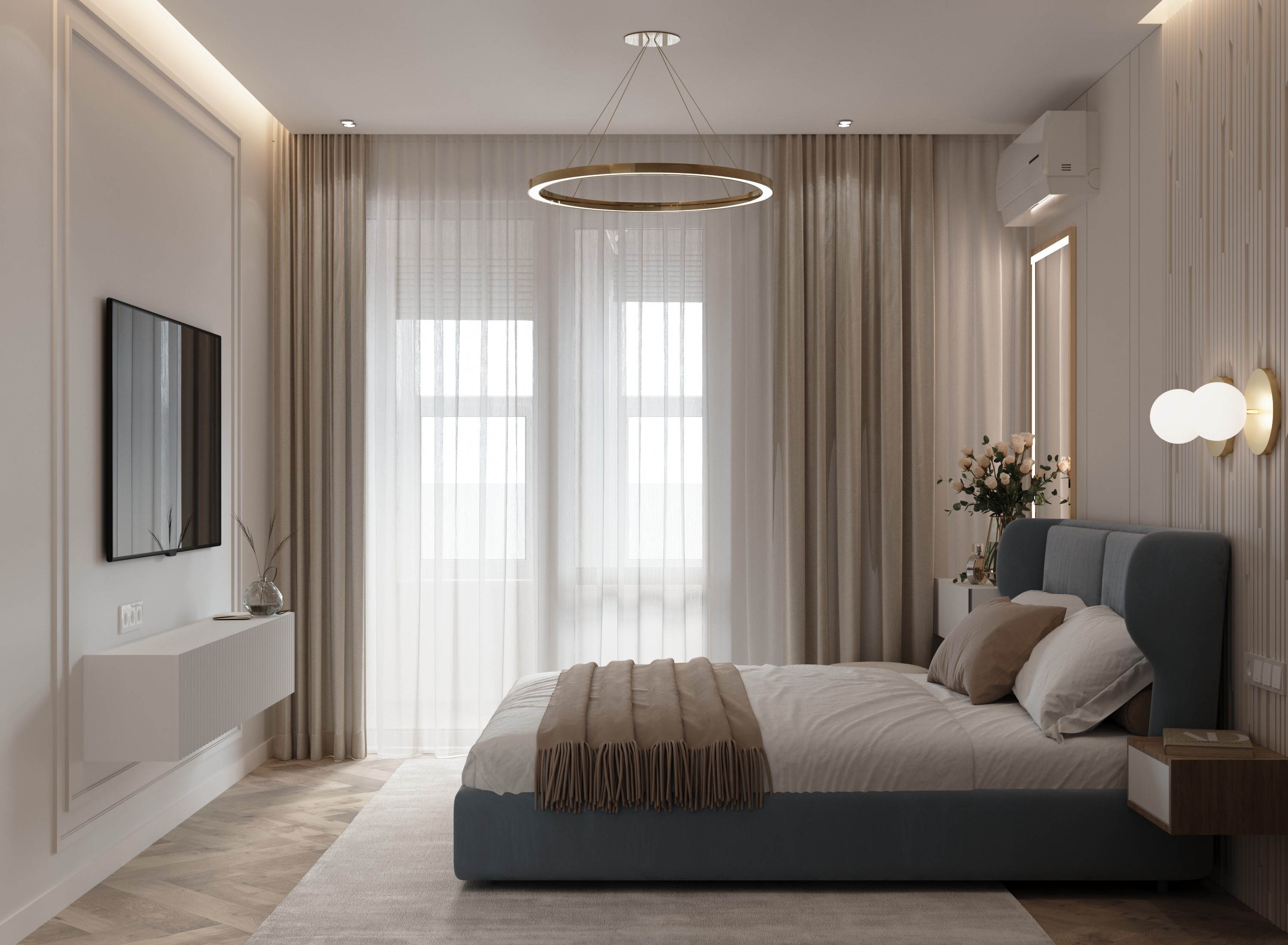 3к квартира в жк Гранд Квартал 76м2 — Спальня