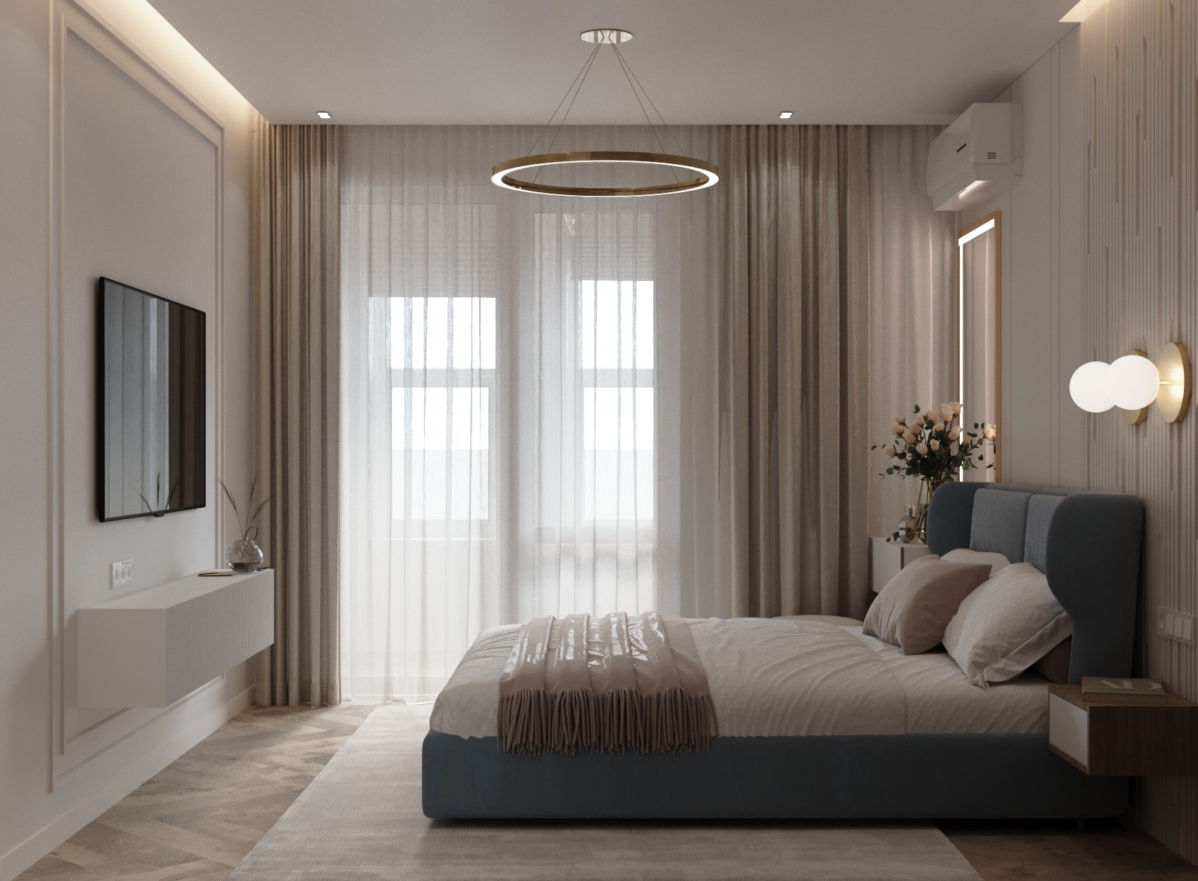 3к квартира в жк Гранд Квартал 76м2 — Спальня