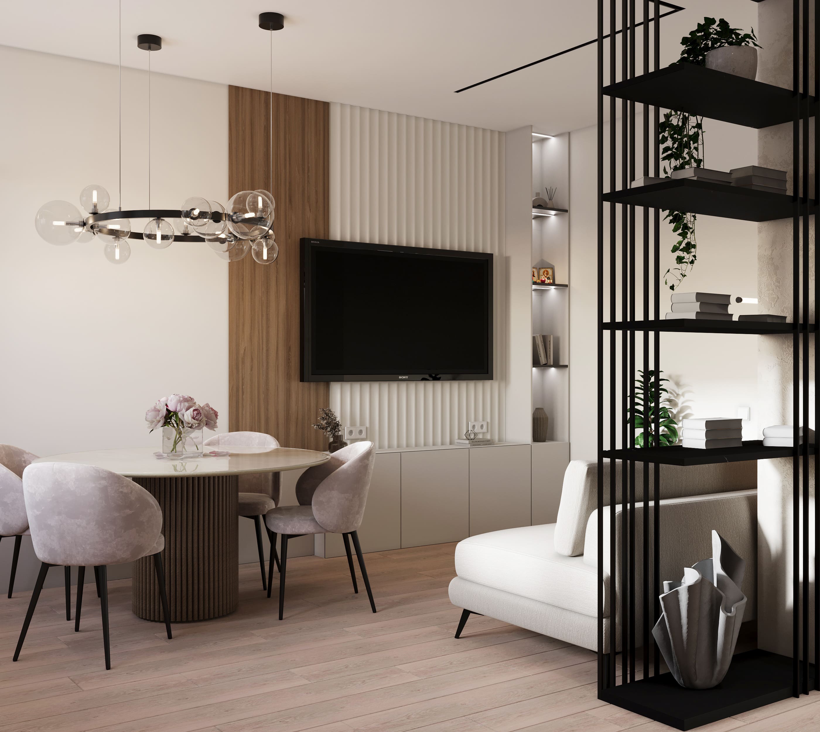 3к квартира в г. Ишим 80м2 — Кухня-гостиная