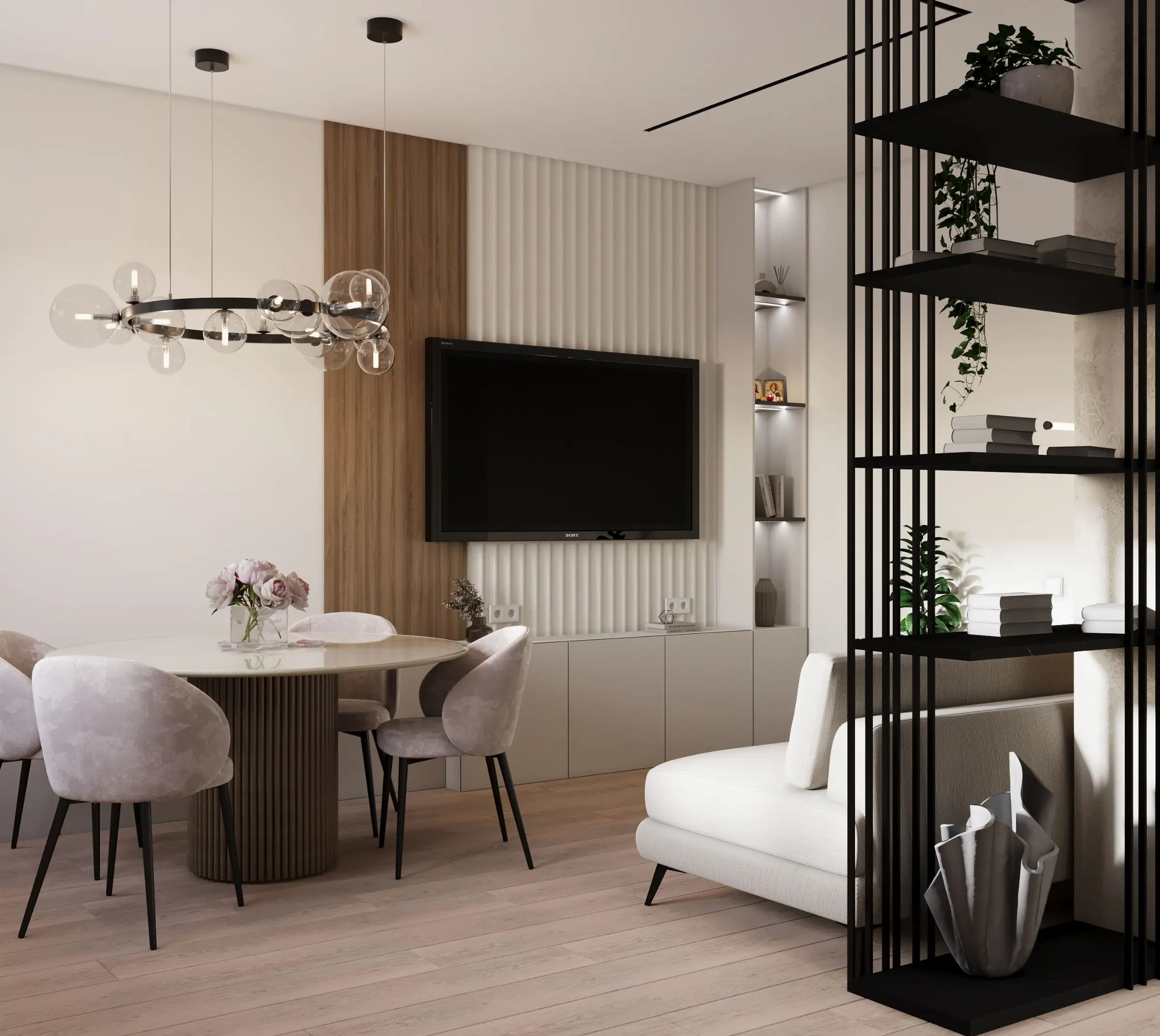 3к квартира в г. Ишим 80м2 — Кухня-гостиная