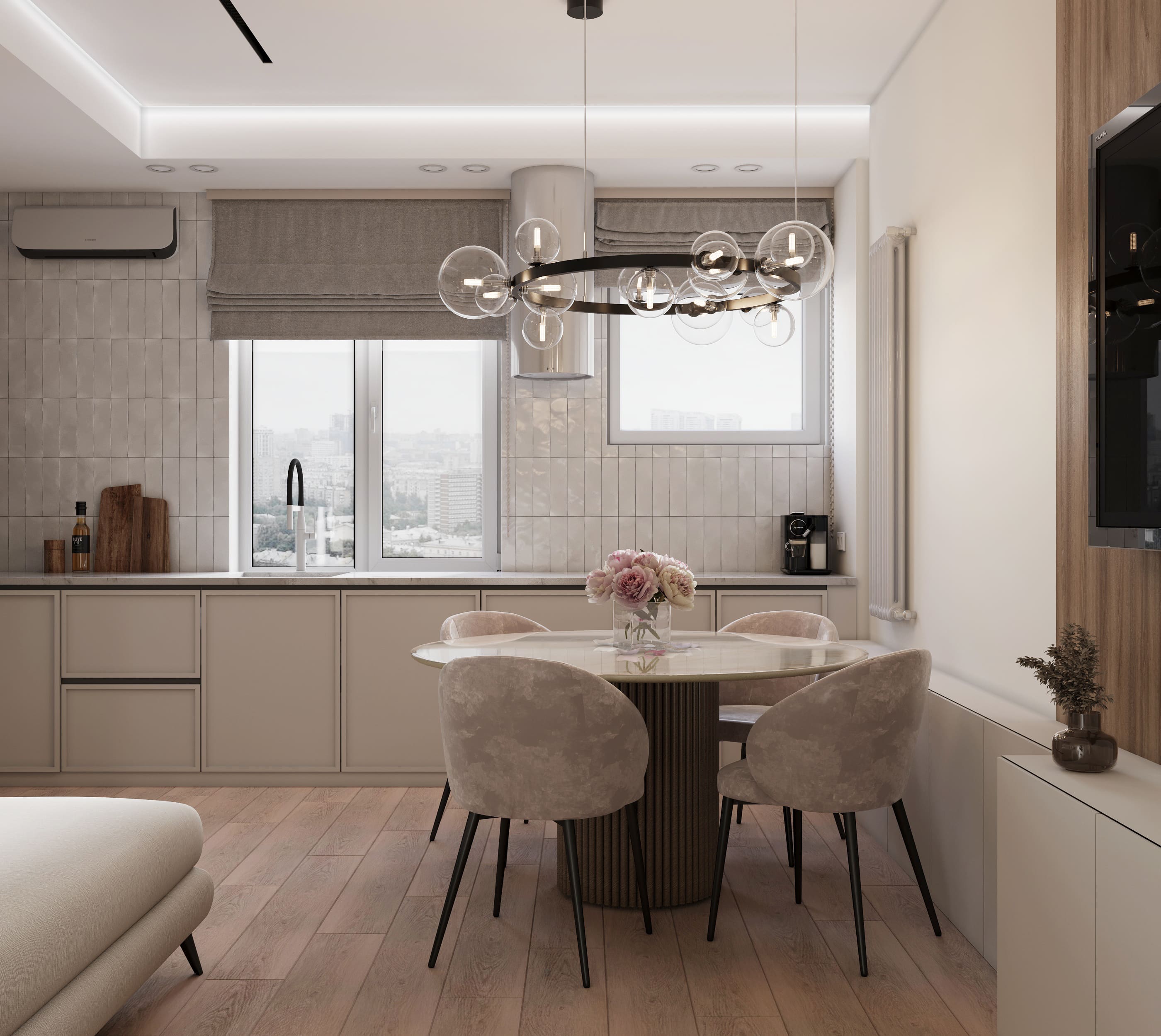 3к квартира в г. Ишим 80м2 — Кухня-гостиная