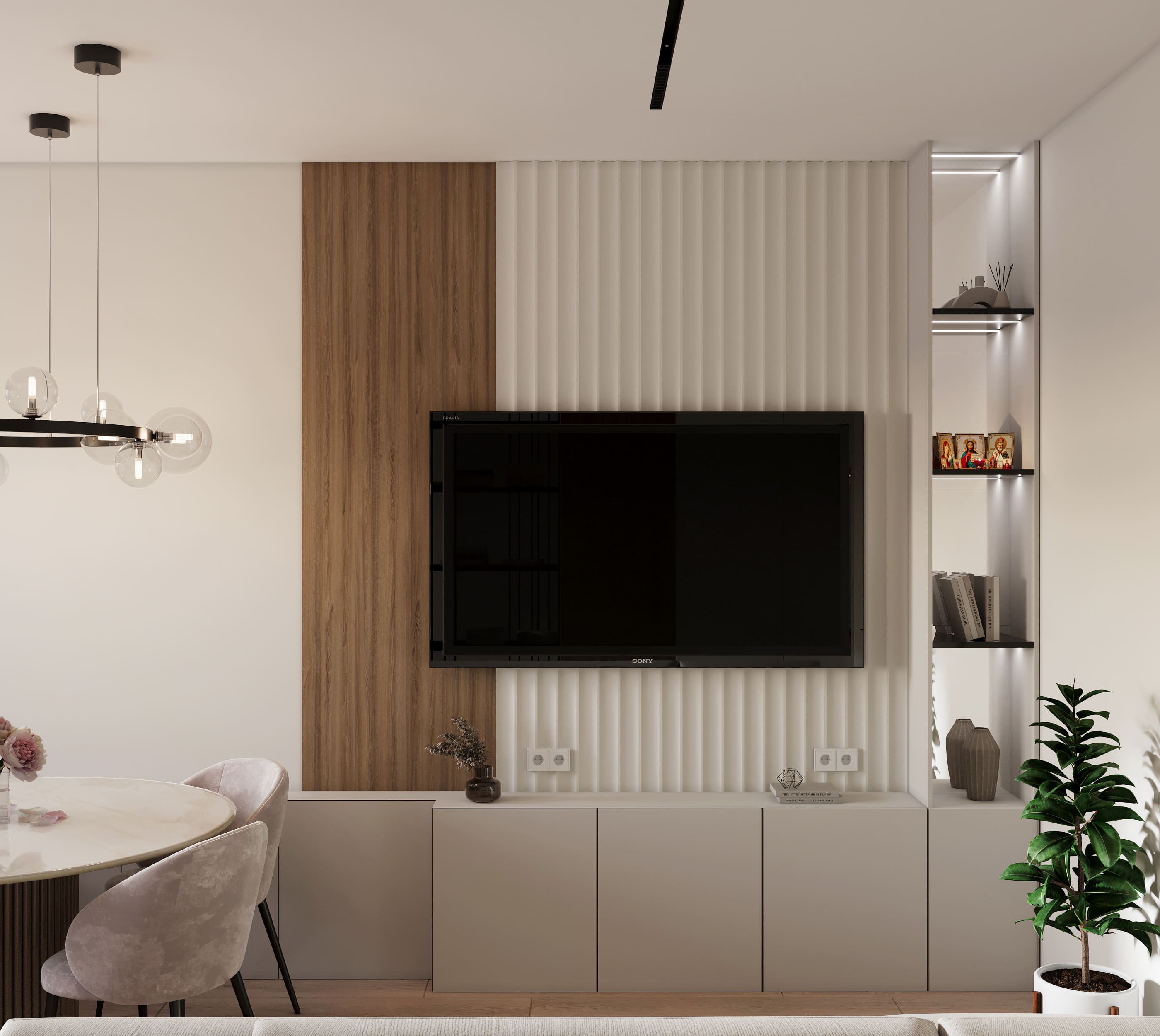 3к квартира в г. Ишим 80м2 — Кухня-гостиная